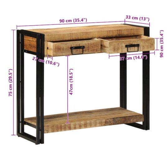 4102736 10 Masă de consolă Maro 90 x 33 x 75 cm Lemn masiv de mango 4102736 10
