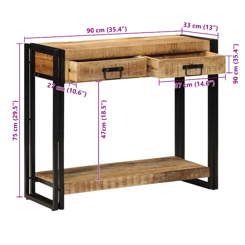4102736 10 Masă de consolă Maro 90 x 33 x 75 cm Lemn masiv de mango Masă de consolă Maro 90 x 33 x 75 cm Lemn masiv de mango - imagine 10