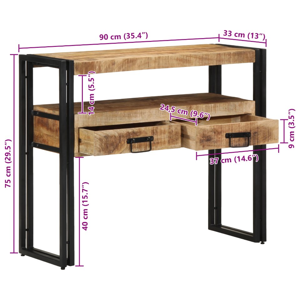 4102742 12 Masă de consolă Maro 90 x 33 x 75 cm Lemn masiv de mango Masă de consolă Maro 90 x 33 x 75 cm Lemn masiv de mango - imagine 12