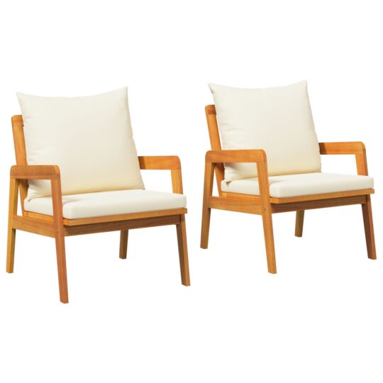 Alternative view of Scaun pentru Grădină cu pernă 2 pcs Maro Lemn masiv de acacia