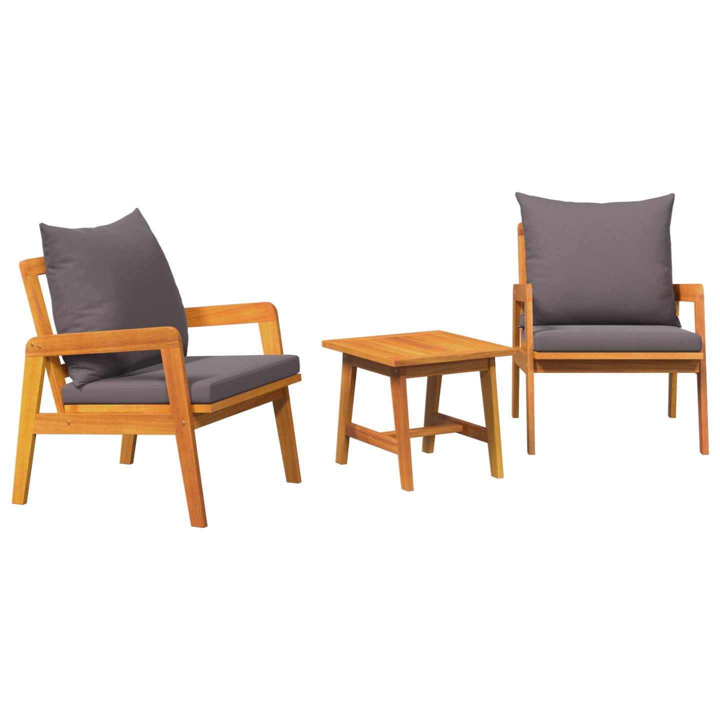 4106460 2 Set bistro 3 pcs Maro 45 x 45 x 38cm Lemn masiv de acacia Set bistro 3 pcs Maro 45 x 45 x 38cm Lemn masiv de acacia - imagine 2