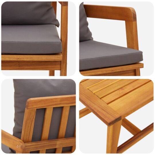 4106460 9 Set bistro 3 pcs Maro 45 x 45 x 38cm Lemn masiv de acacia 4106460 9