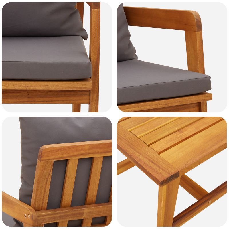 4106460 9 Set bistro 3 pcs Maro 45 x 45 x 38cm Lemn masiv de acacia Set bistro 3 pcs Maro 45 x 45 x 38cm Lemn masiv de acacia - imagine 9