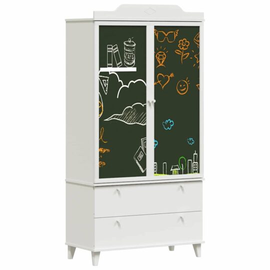 Alternative view of Dulap cu tablă de scris cu sertar cu raft Alb Lemn compozit