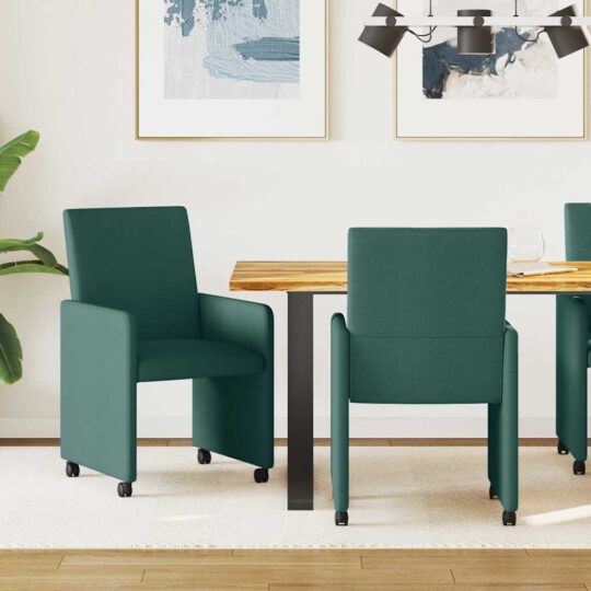 Scaune de dining 2 pcs Verde închis 57 x 66 x 94 cm țesătură