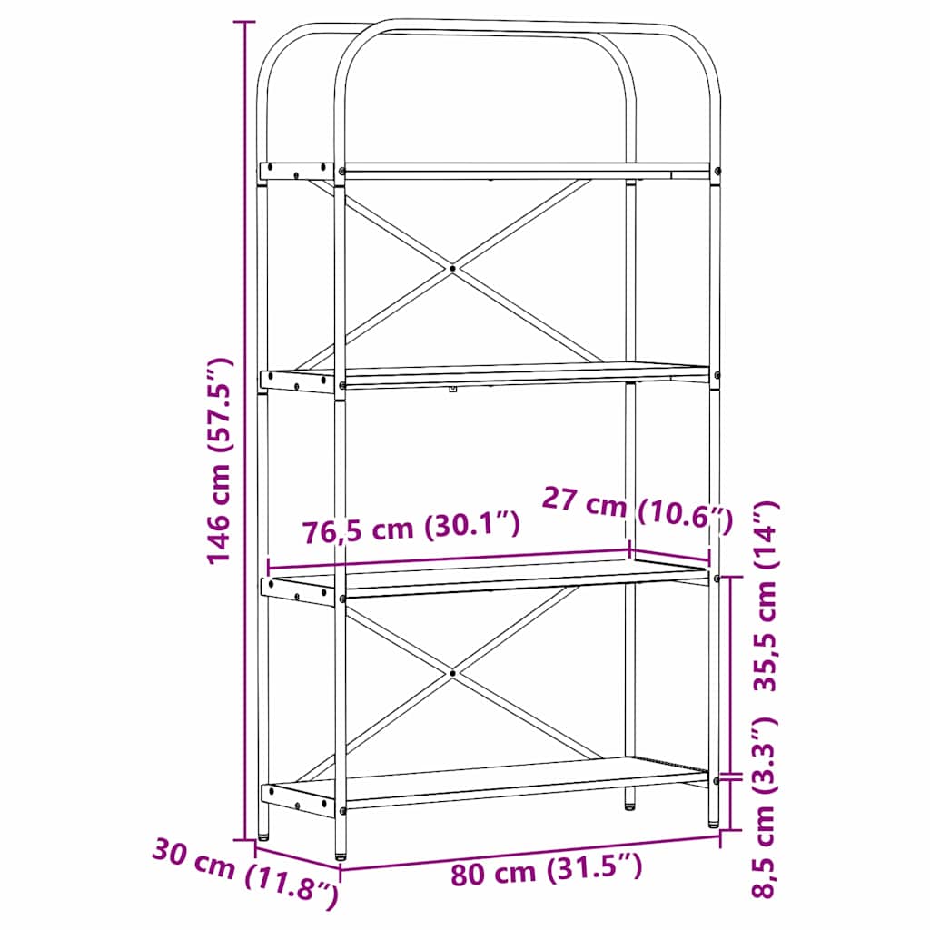 879840 11 Raft pentru cărți Stejar sonoma 80 x 30 x 146 cm Lemn compozit Raft pentru cărți Stejar sonoma 80 x 30 x 146 cm Lemn compozit - imagine 11