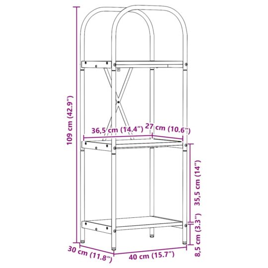 879885 11 Raft pentru cărți Lemn vechi 40 x 30 x 109 cm Lemn compozit 879885 11