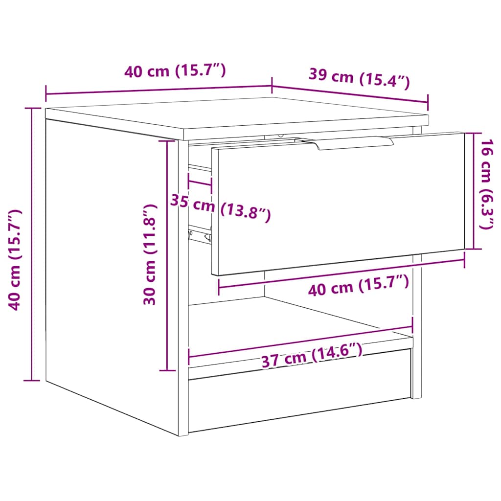 880518 12 Dulap de pat 2 pcs Stejar negru 40 x 39 x 40 cm Lemn compozit Dulap de pat 2 pcs Stejar negru 40 x 39 x 40 cm Lemn compozit - imagine 12