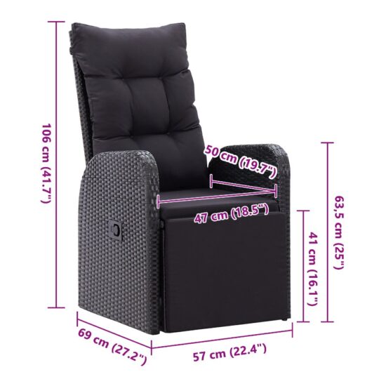 3172823 10 Set de Dining de Grădină cu Perne, 5 Piese, Negru Poliratan, Acacia 3172823 10