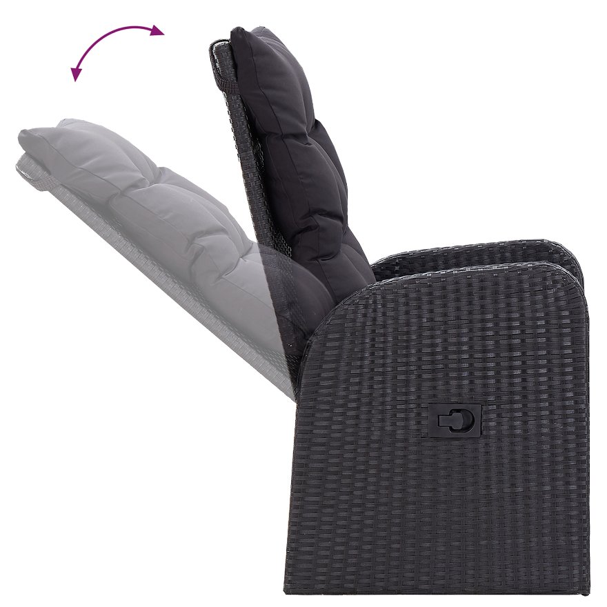 3172823 6 Set de Dining de Grădină cu Perne, 5 Piese, Negru Poliratan, Acacia Set de Dining de Grădină cu Perne, 5 Piese, Negru Poliratan, Acacia - imagine 6