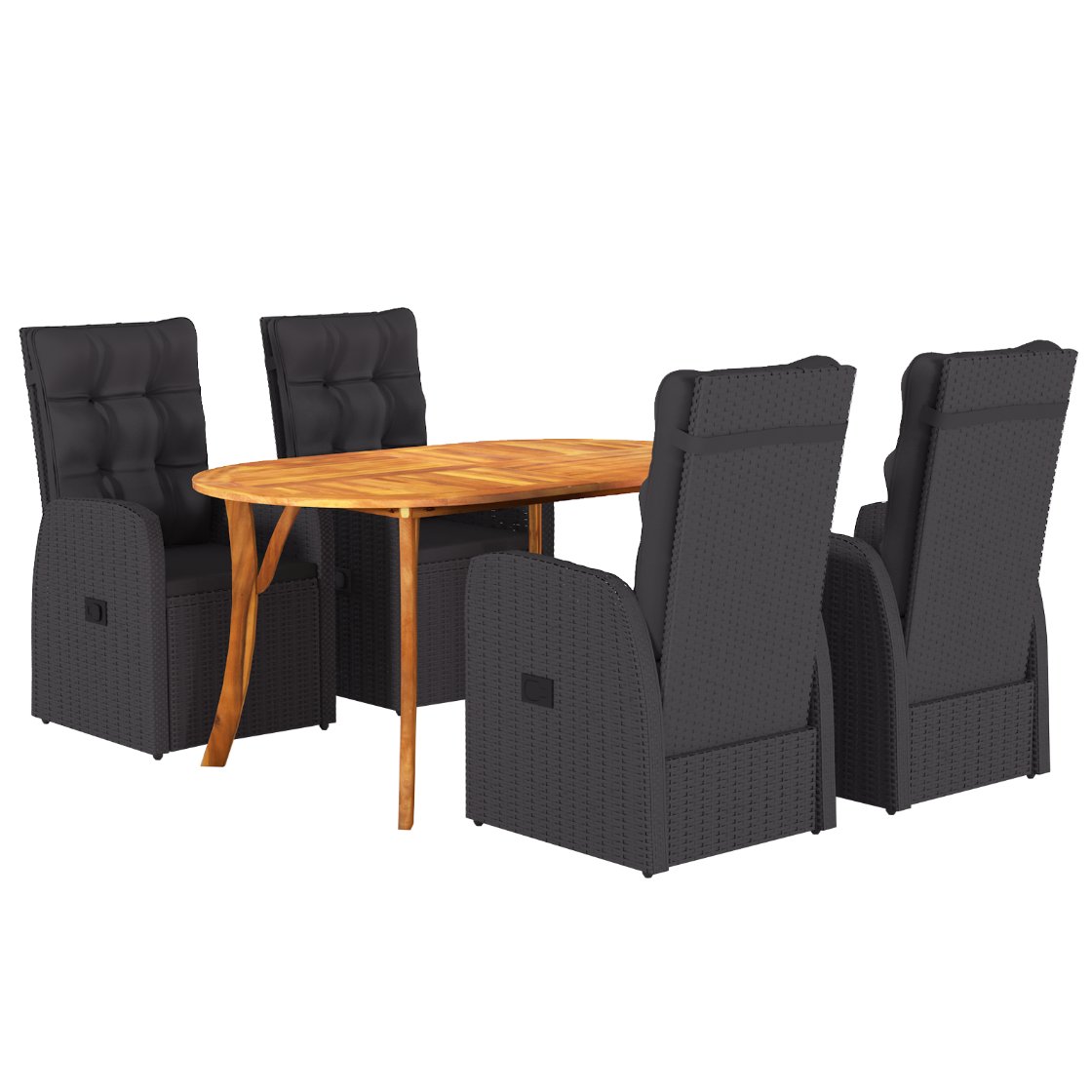 3172824 1 Set de dining 5 piese pentru grădină cu perne Negru Ratan Acacia Set de dining 5 piese pentru grădină cu perne Negru Ratan Acacia