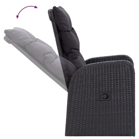 3172824 5 Set de dining 5 piese pentru grădină cu perne Negru Ratan Acacia 3172824 5