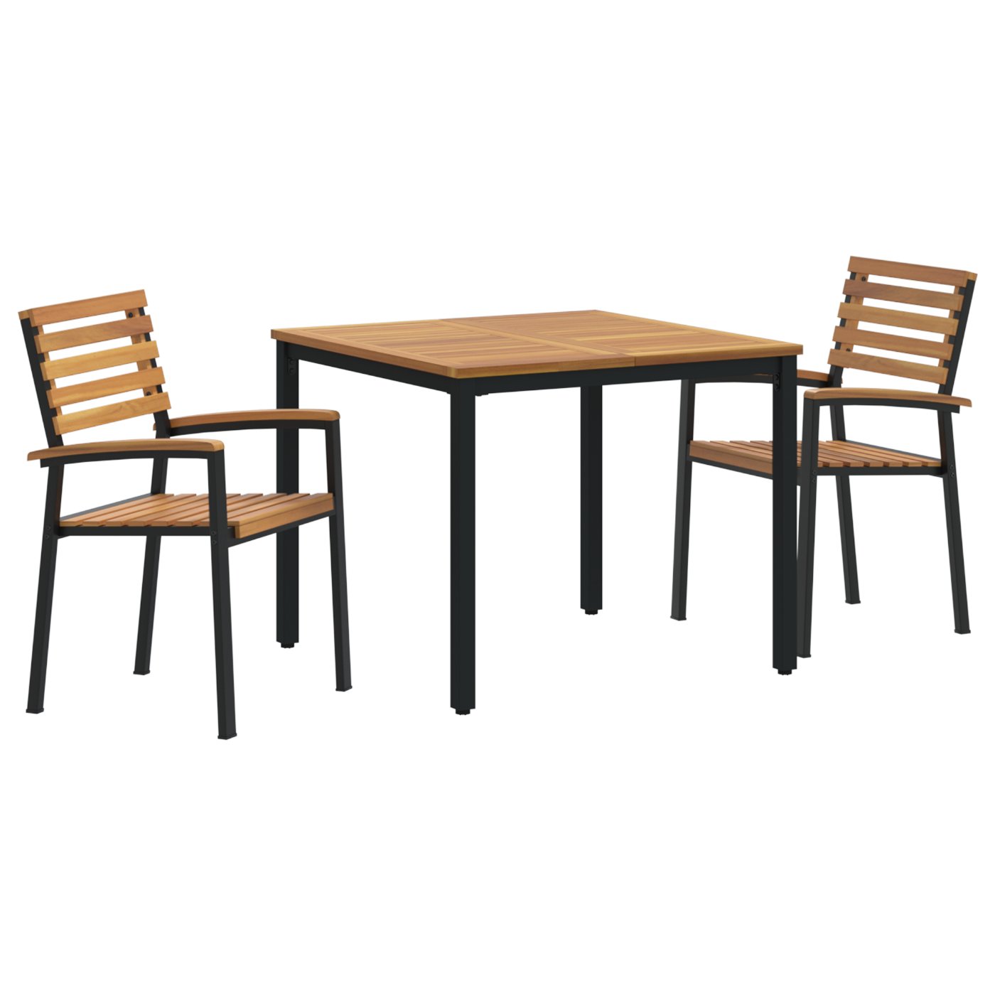 3284397 2 Set de masă pentru grădină 3 pcs negru și maro 90 x 90 x 75 cm Set de masă pentru grădină 3 pcs negru și maro 90 x 90 x 75 cm - imagine 2