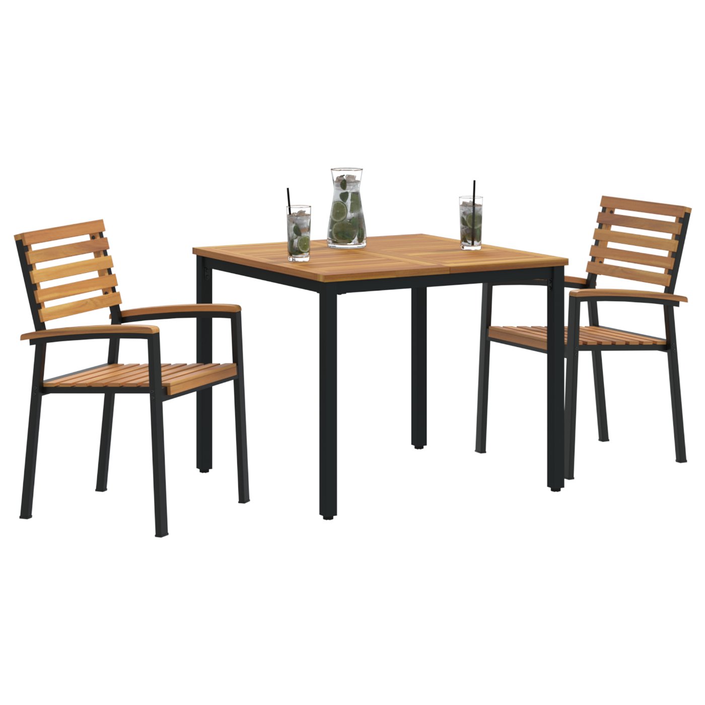 3284397 3 Set de masă pentru grădină 3 pcs negru și maro 90 x 90 x 75 cm Set de masă pentru grădină 3 pcs negru și maro 90 x 90 x 75 cm - imagine 3