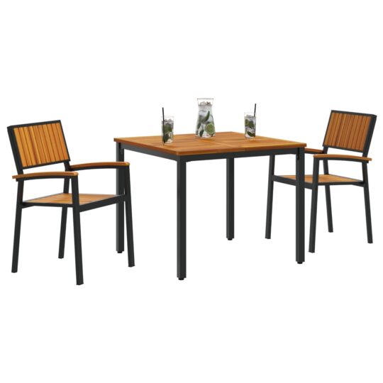 3284413 3 Set de masă pentru grădină 3 pcs negru și maro 90 x 90 x 75 cm 3284413 3
