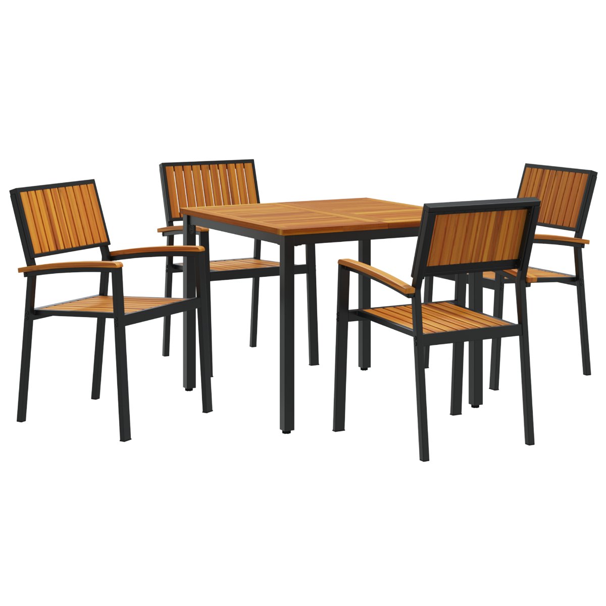 3284414 2 Set de masă pentru grădină 5 pcs negru și maro 90 x 90 x 75 cm Set de masă pentru grădină 5 pcs negru și maro 90 x 90 x 75 cm - imagine 2