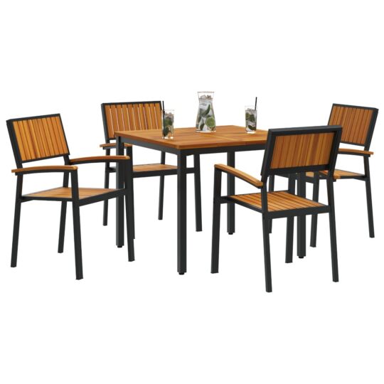 3284414 3 Set de masă pentru grădină 5 pcs negru și maro 90 x 90 x 75 cm 3284414 3