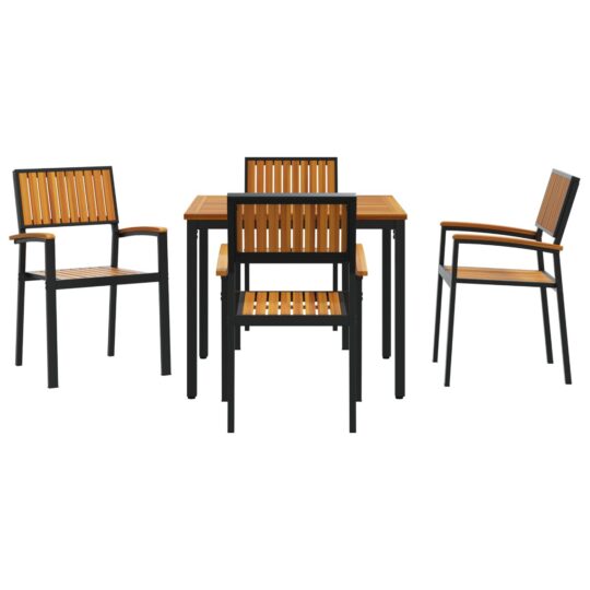 3284414 7 Set de masă pentru grădină 5 pcs negru și maro 90 x 90 x 75 cm 3284414 7