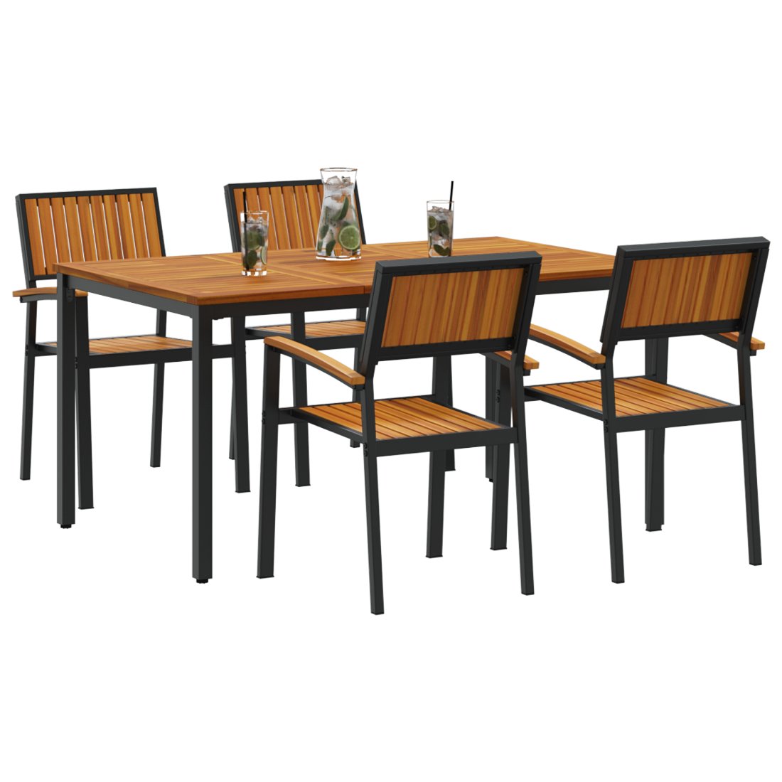 3284415 3 Set de masă pentru grădină 5 pcs negru și maro 150 x 90 x 75 cm Set de masă pentru grădină 5 pcs negru și maro 150 x 90 x 75 cm - imagine 3