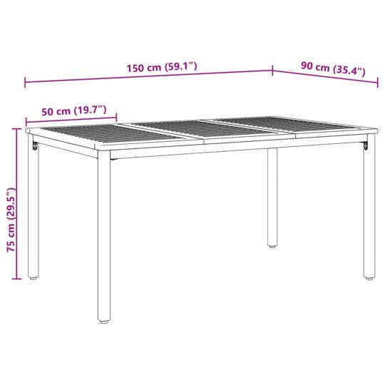3284416 12 Set de masă pentru grădină 7 pcs negru și maro 150 x 90 x 75 cm 3284416 12