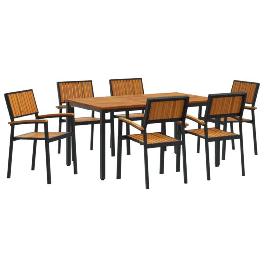 3284416 2 Set de masă pentru grădină 7 pcs negru și maro 150 x 90 x 75 cm 3284416 2