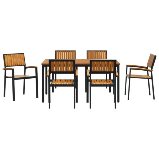 3284416 7 Set de masă pentru grădină 7 pcs negru și maro 150 x 90 x 75 cm 3284416 7