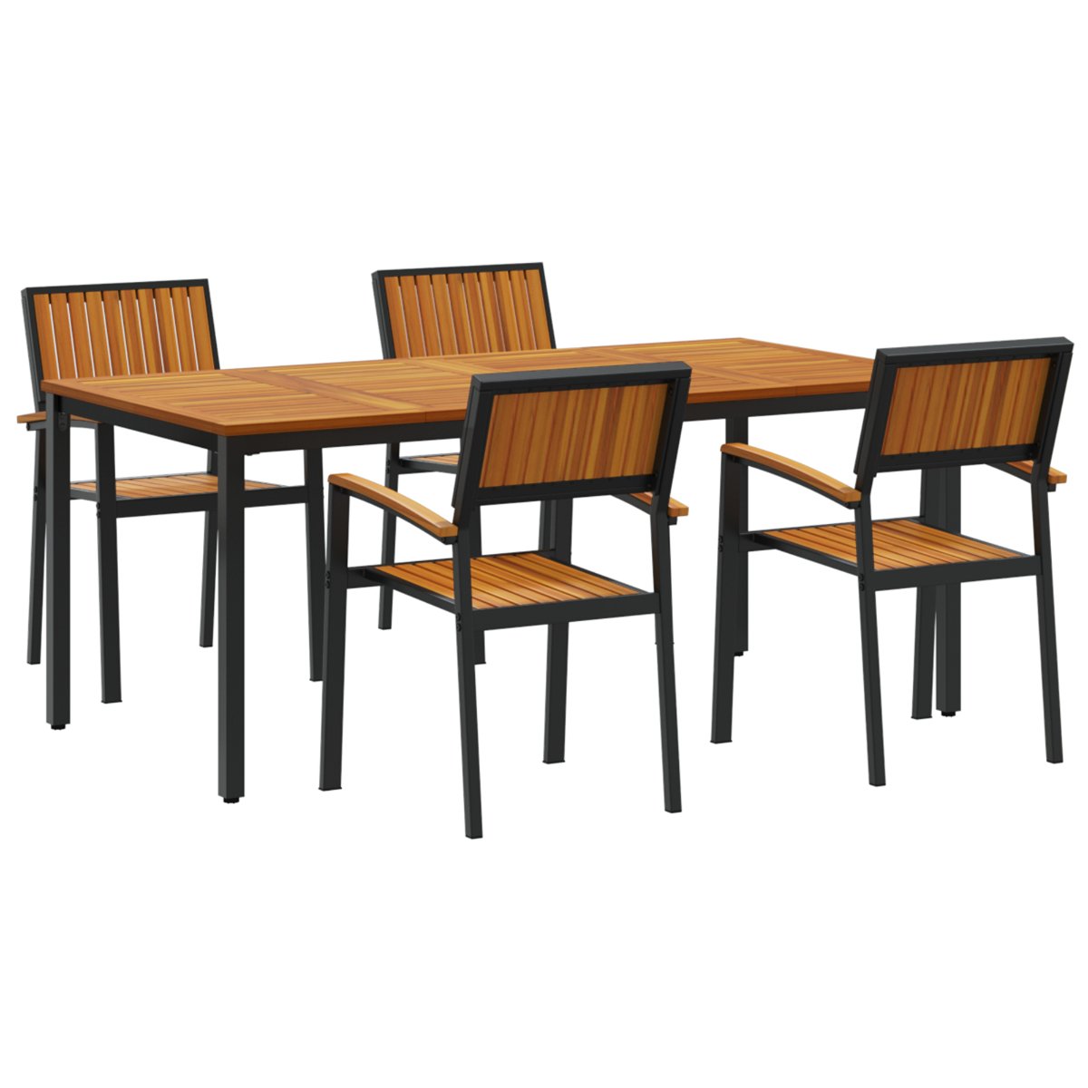 3284417 2 Set de masă pentru grădină 5 pcs negru și maro 180 x 90 x 75 cm Set de masă pentru grădină 5 pcs negru și maro 180 x 90 x 75 cm - imagine 2