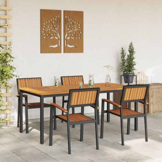 3284417 4 Set de masă pentru grădină 5 pcs negru și maro 180 x 90 x 75 cm 3284417 4