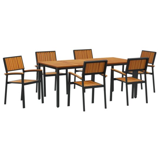 3284418 2 Set de masă pentru grădină 7 pcs negru și maro 180 x 90 x 75 cm 3284418 2