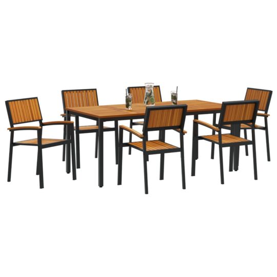 3284418 3 Set de masă pentru grădină 7 pcs negru și maro 180 x 90 x 75 cm 3284418 3