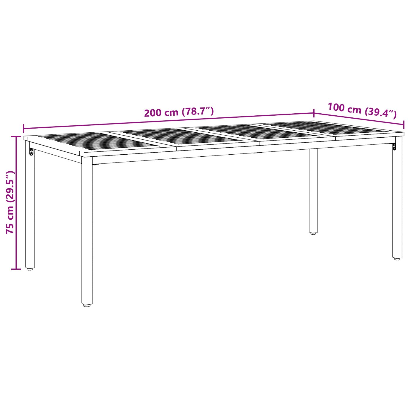 3284419 12 Set de masă pentru grădină 7 pcs negru și maro 200 x 90 x 75 cm Set de masă pentru grădină 7 pcs negru și maro 200 x 90 x 75 cm - imagine 12