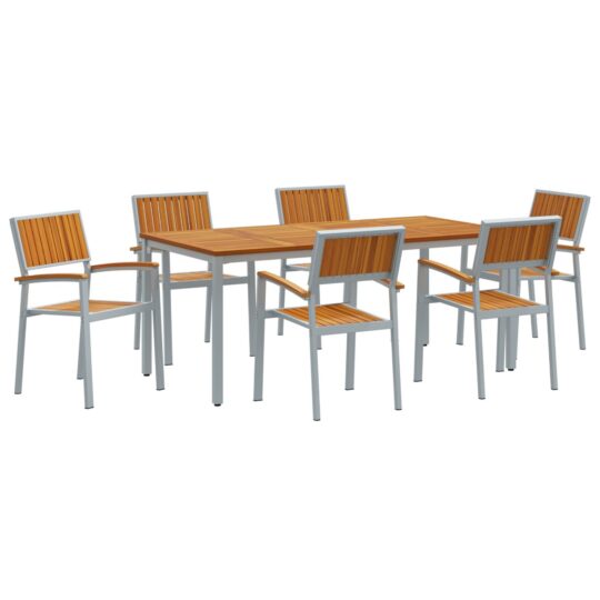 Alternative view of Set de masă pentru grădină 7 pcs Gri și maro 180 x 90 x 75 cm