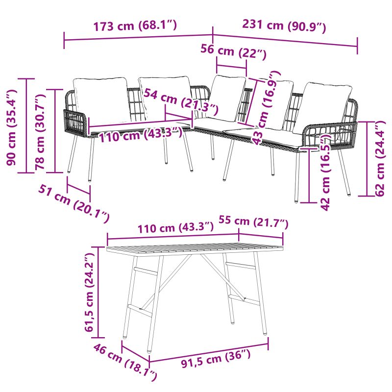 3328652 10 Set de canapele pentru grădină 2 pcs Negru poliratan Set de canapele pentru grădină 2 pcs Negru poliratan - imagine 10