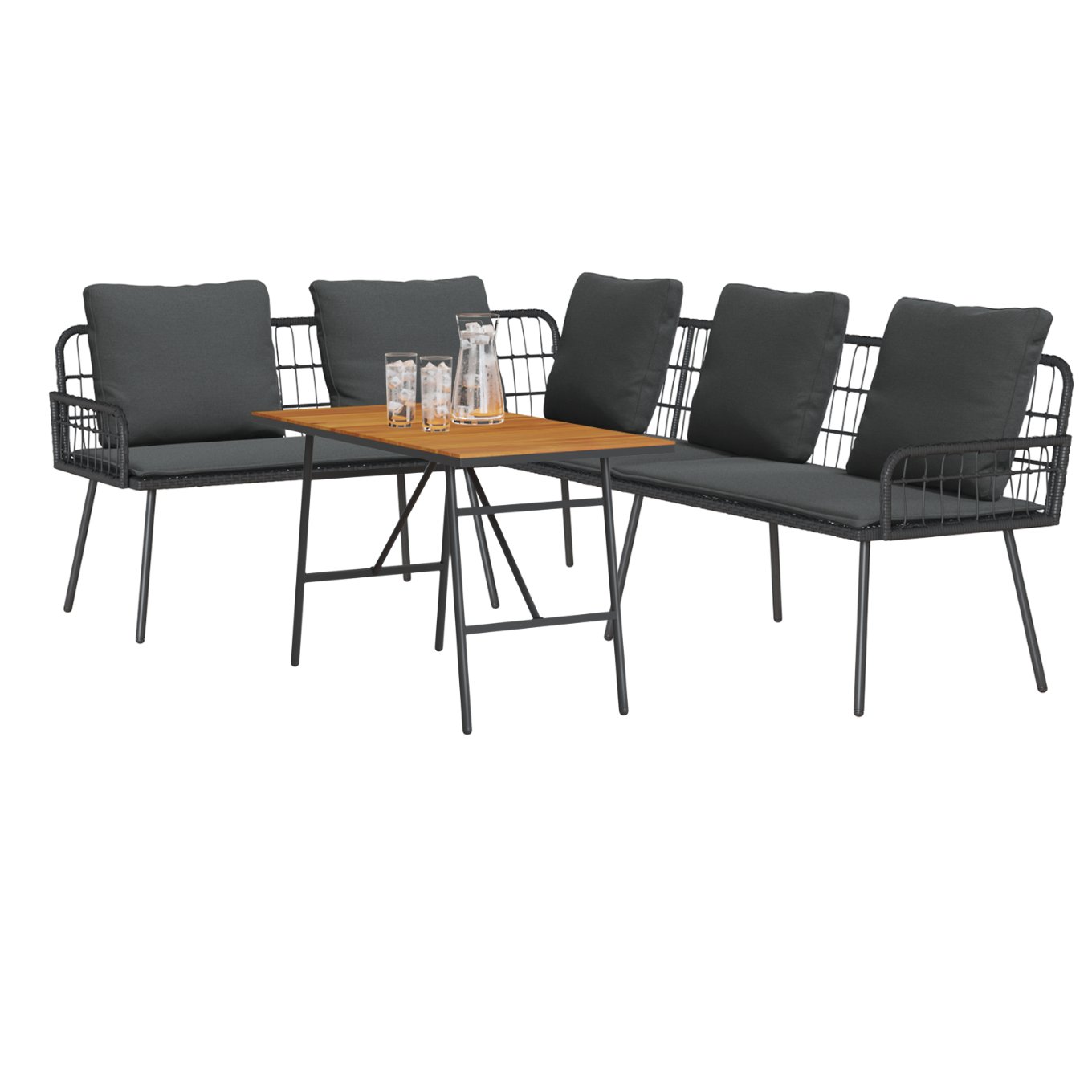 3328652 3 Set de canapele pentru grădină 2 pcs Negru poliratan Set de canapele pentru grădină 2 pcs Negru poliratan - imagine 3