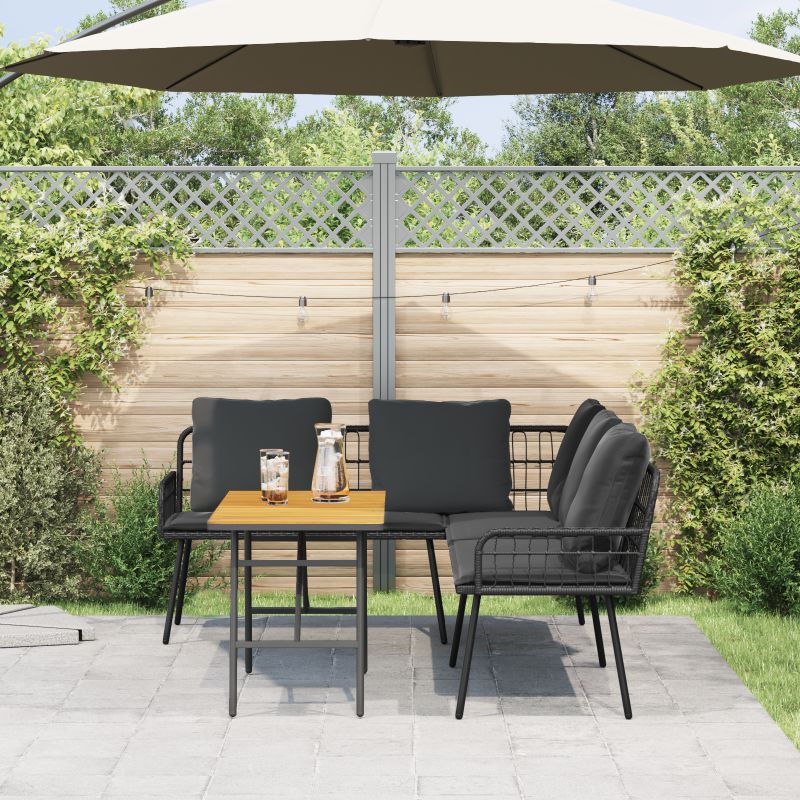 3328652 4 Set de canapele pentru grădină 2 pcs Negru poliratan Set de canapele pentru grădină 2 pcs Negru poliratan - imagine 4