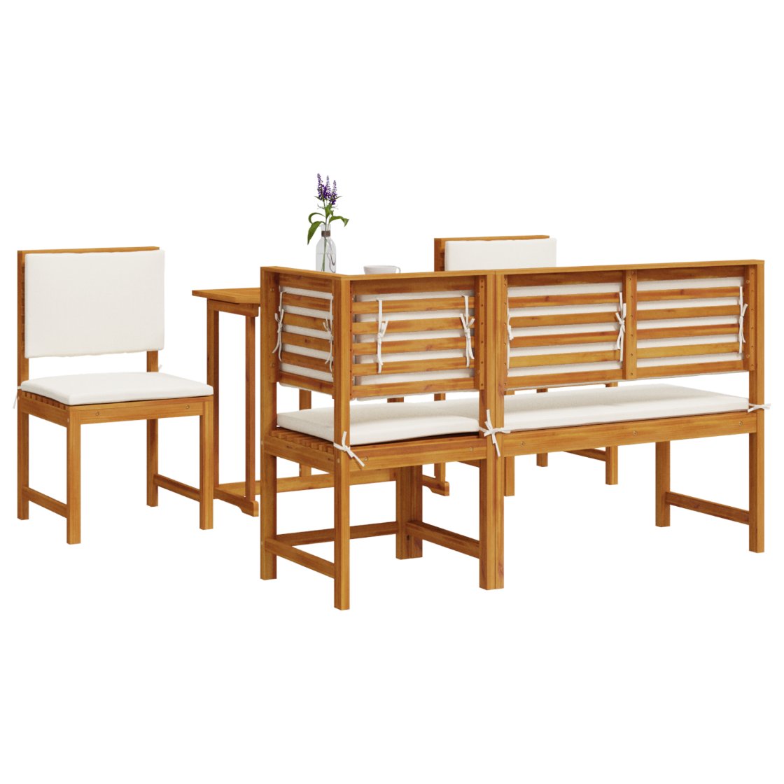 3329115 3 Set Bistro de Grădină 4 pcs Maro lemn masiv de acacia Set Bistro de Grădină 4 pcs Maro lemn masiv de acacia - imagine 3