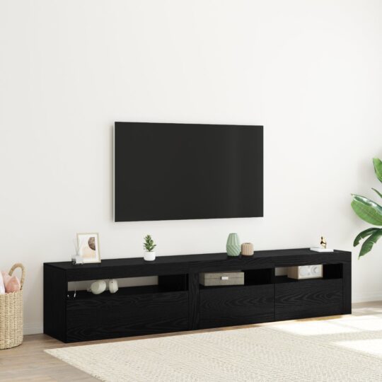 Cabinete TV 2 pcs Stejar negru 195 x 35 x 40 cm Lemn compozit