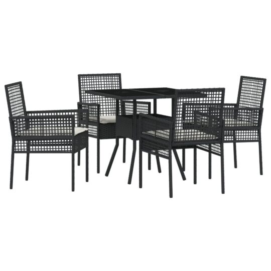 Alternative view of Set de masă pentru grădină 5 pcs Negru Rattan poli
