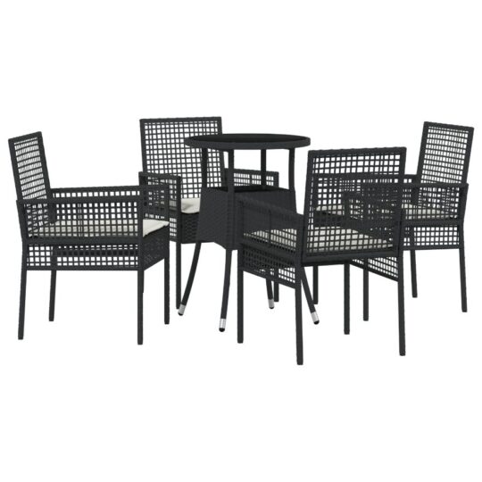Alternative view of Set de masă pentru grădină 5 pcs Negru Rattan poli