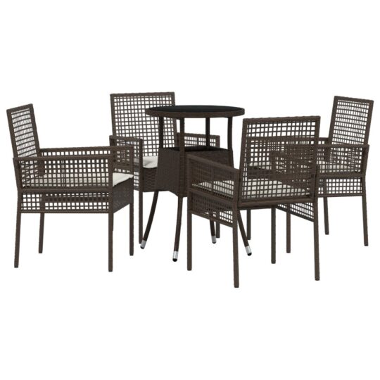 Alternative view of Set de masă pentru grădină 5 pcs Maro Rattan poli