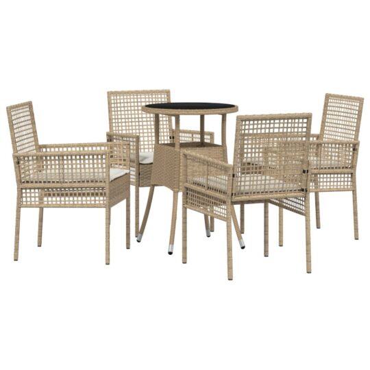 Alternative view of Set de masă pentru grădină 5 pcs Bej Rattan poli