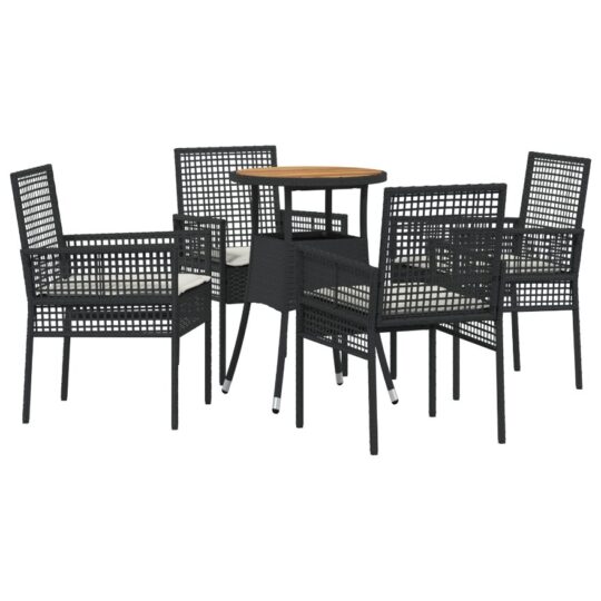 Alternative view of Set de masă pentru grădină 5 pcs Negru Rattan poli