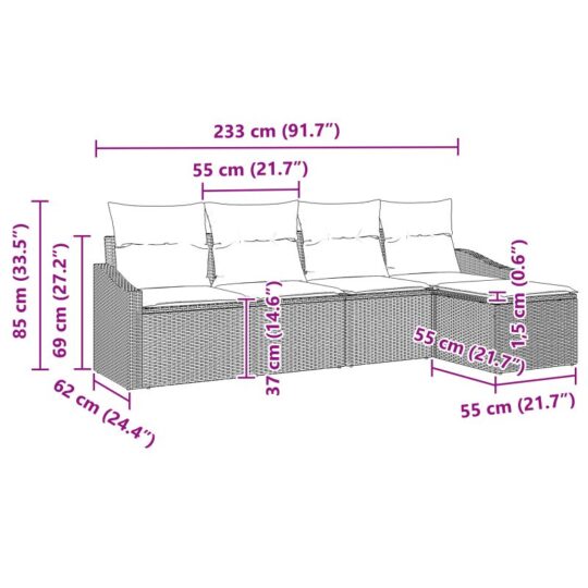 3346683 8 Set de canapele pentru grădină 5 pcs Negru Rattan poli 3346683 8