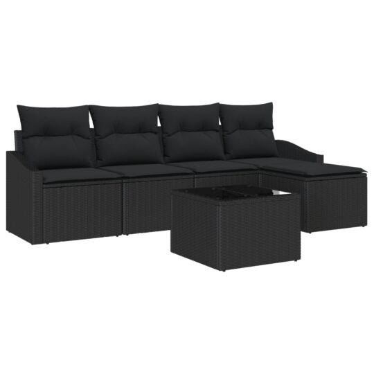 Alternative view of Set de canapele pentru grădină 6 pcs Negru Rattan poli