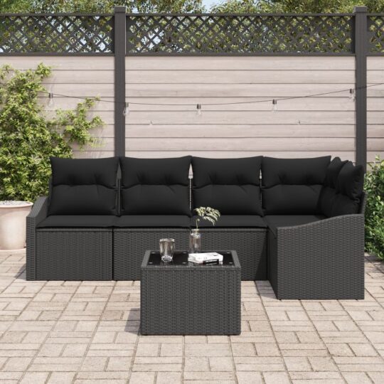 3346733 3 Set de canapele pentru grădină 6 pcs Negru Rattan poli 3346733 3