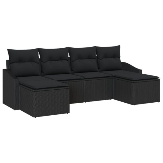 Alternative view of Set de canapele pentru grădină 6 pcs Negru Rattan poli