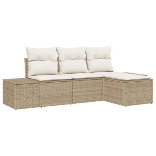 Alternative view of Set de canapele pentru grădină 4 pcs Bej Rattan poli