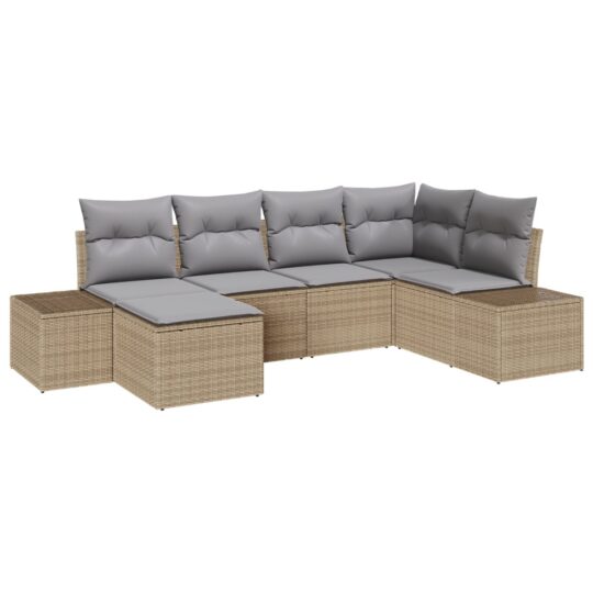 Alternative view of Set de canapele pentru grădină 6 pcs bej și gri Rattan poli