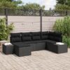 3347133 1 Set de canapele pentru grădină cu pernă 6 pcs Negru Rattan poli 3347133 1