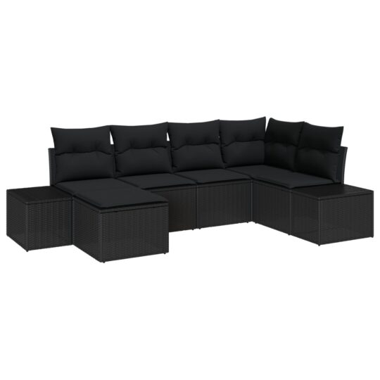 3347133 2 Set de canapele pentru grădină cu pernă 6 pcs Negru Rattan poli 3347133 2